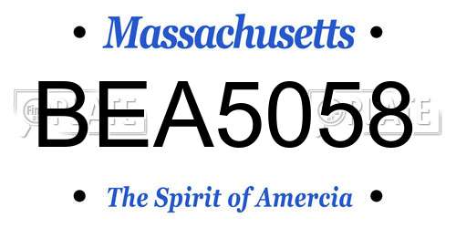 BEA5058 Massachusetts License Plate