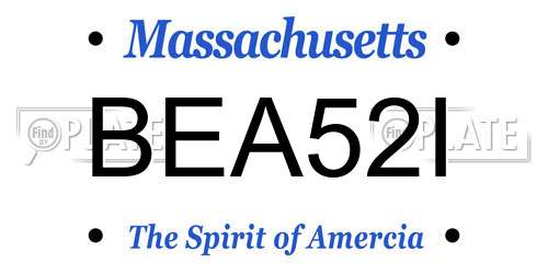 BEA52I Massachusetts License Plate
