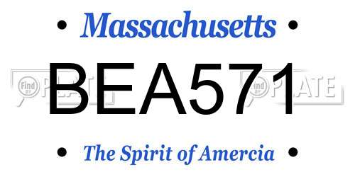 BEA571 Massachusetts License Plate
