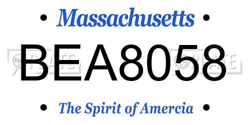 BEA8058 Massachusetts License Plate