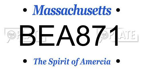 BEA871 Massachusetts License Plate