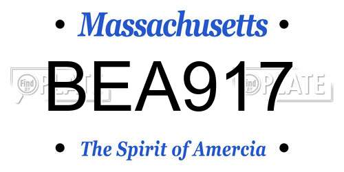 BEA917 Massachusetts License Plate