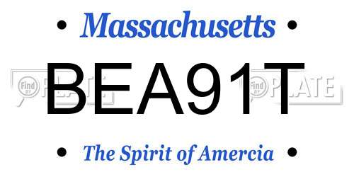 BEA91T Massachusetts License Plate