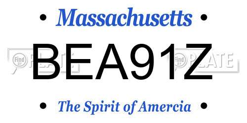 BEA91Z Massachusetts License Plate