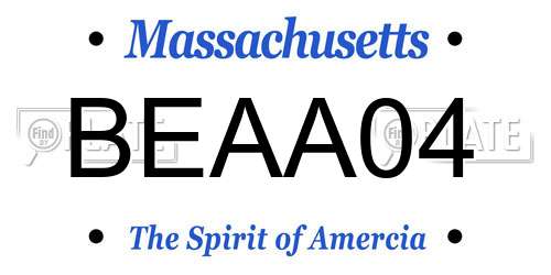 BEAA04 Massachusetts License Plate
