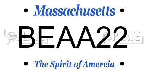BEAA22 Massachusetts License Plate