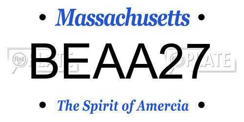 BEAA27 Massachusetts License Plate