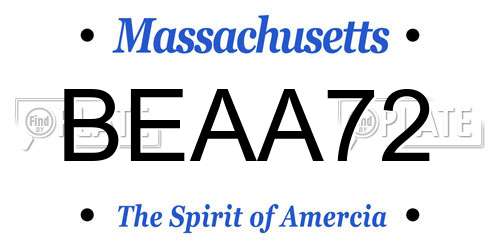 BEAA72 Massachusetts License Plate