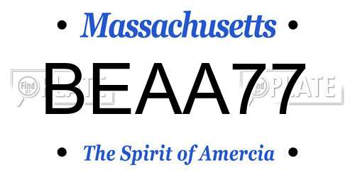 BEAA77 Massachusetts License Plate