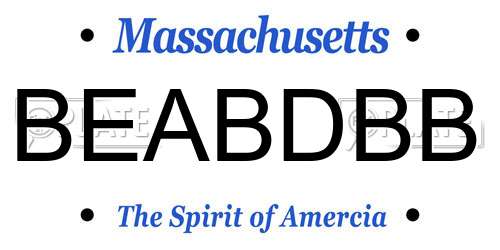 BEABDBB Massachusetts License Plate