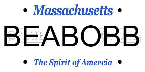 BEABOBB Massachusetts License Plate