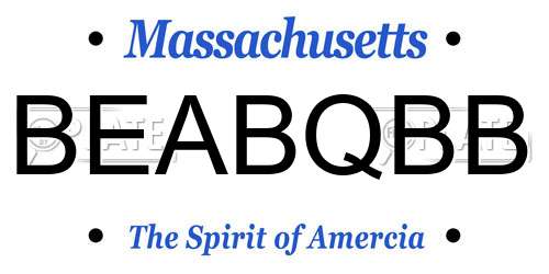 BEABQBB Massachusetts License Plate