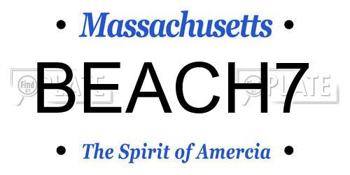 BEACH7 Massachusetts License Plate