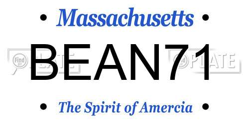 BEAN71 Massachusetts License Plate