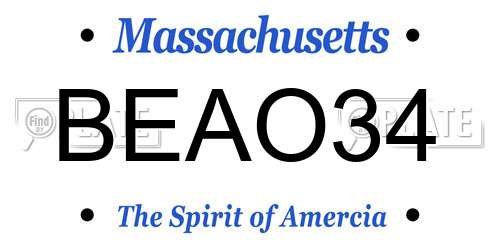 BEAO34 Massachusetts License Plate