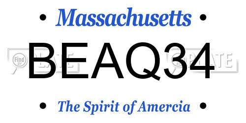BEAQ34 Massachusetts License Plate