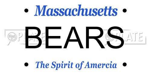 BEARS Massachusetts License Plate