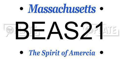 BEAS21 Massachusetts License Plate
