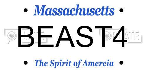 BEAST4 Massachusetts License Plate