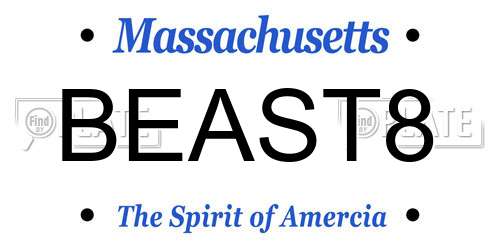 BEAST8 Massachusetts License Plate