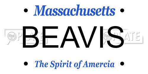 BEAVIS Massachusetts License Plate