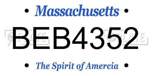 BEB4352 Massachusetts License Plate