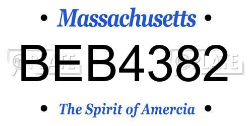 BEB4382 Massachusetts License Plate