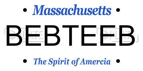 BEBTEEB Massachusetts License Plate