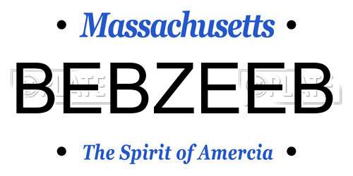 BEBZEEB Massachusetts License Plate