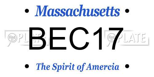 BEC17 Massachusetts License Plate