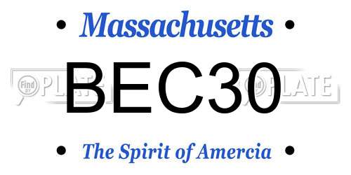 BEC30 Massachusetts License Plate