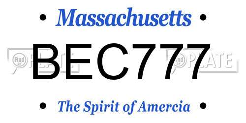 BEC777 Massachusetts License Plate