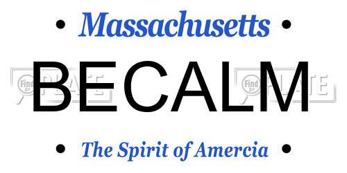 BECALM Massachusetts License Plate