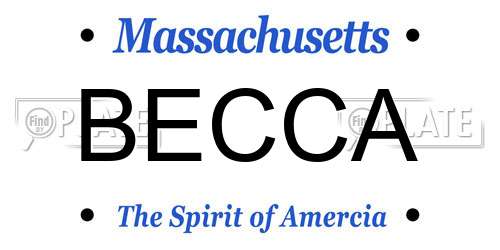 BECCA Massachusetts License Plate