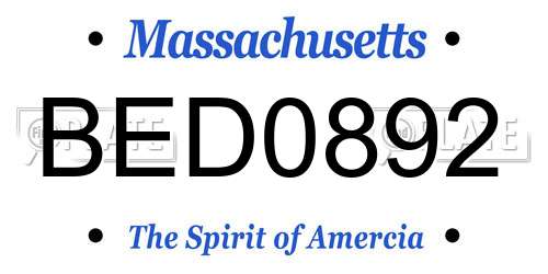 BED0892 Massachusetts License Plate