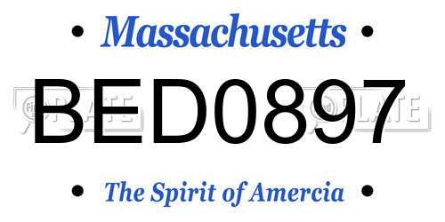 BED0897 Massachusetts License Plate