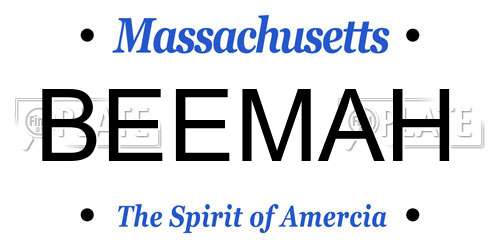 BEEMAH Massachusetts License Plate