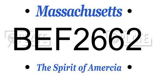 BEF2662 Massachusetts License Plate