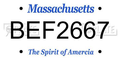 BEF2667 Massachusetts License Plate