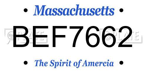 BEF7662 Massachusetts License Plate