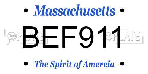 BEF911 Massachusetts License Plate
