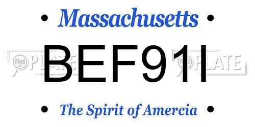 BEF91I Massachusetts License Plate