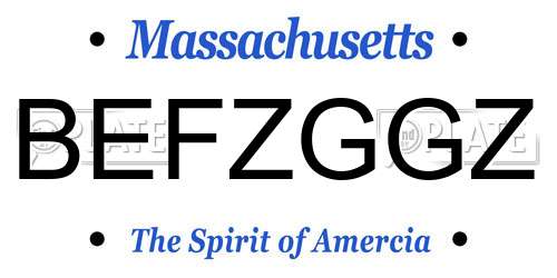 BEFZGGZ Massachusetts License Plate