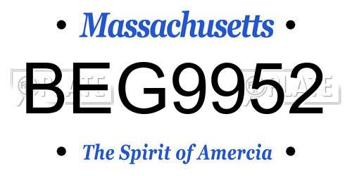 BEG9952 Massachusetts License Plate