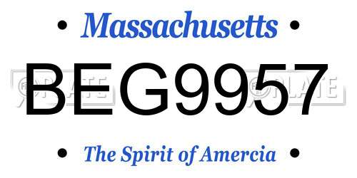 BEG9957 Massachusetts License Plate