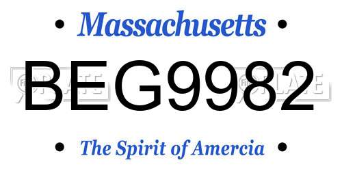 BEG9982 Massachusetts License Plate