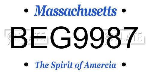 BEG9987 Massachusetts License Plate