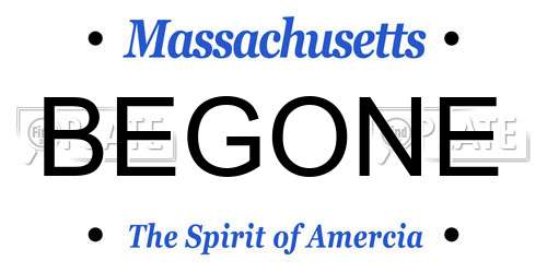 BEGONE Massachusetts License Plate