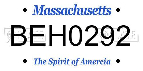 BEH0292 Massachusetts License Plate