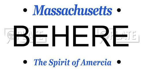 BEHERE Massachusetts License Plate
